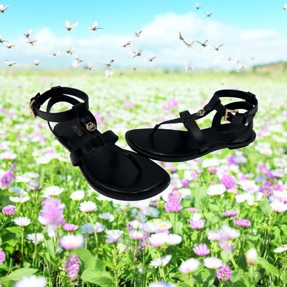Michael Kors Black Women's Sandals Sasha T-Strap Sandal size 6 M - Picture 3 of 11